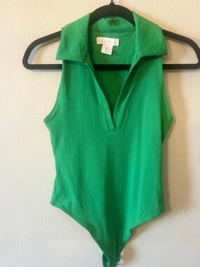 Houe of Harlow Green Sleeveless Collared Bodysuit